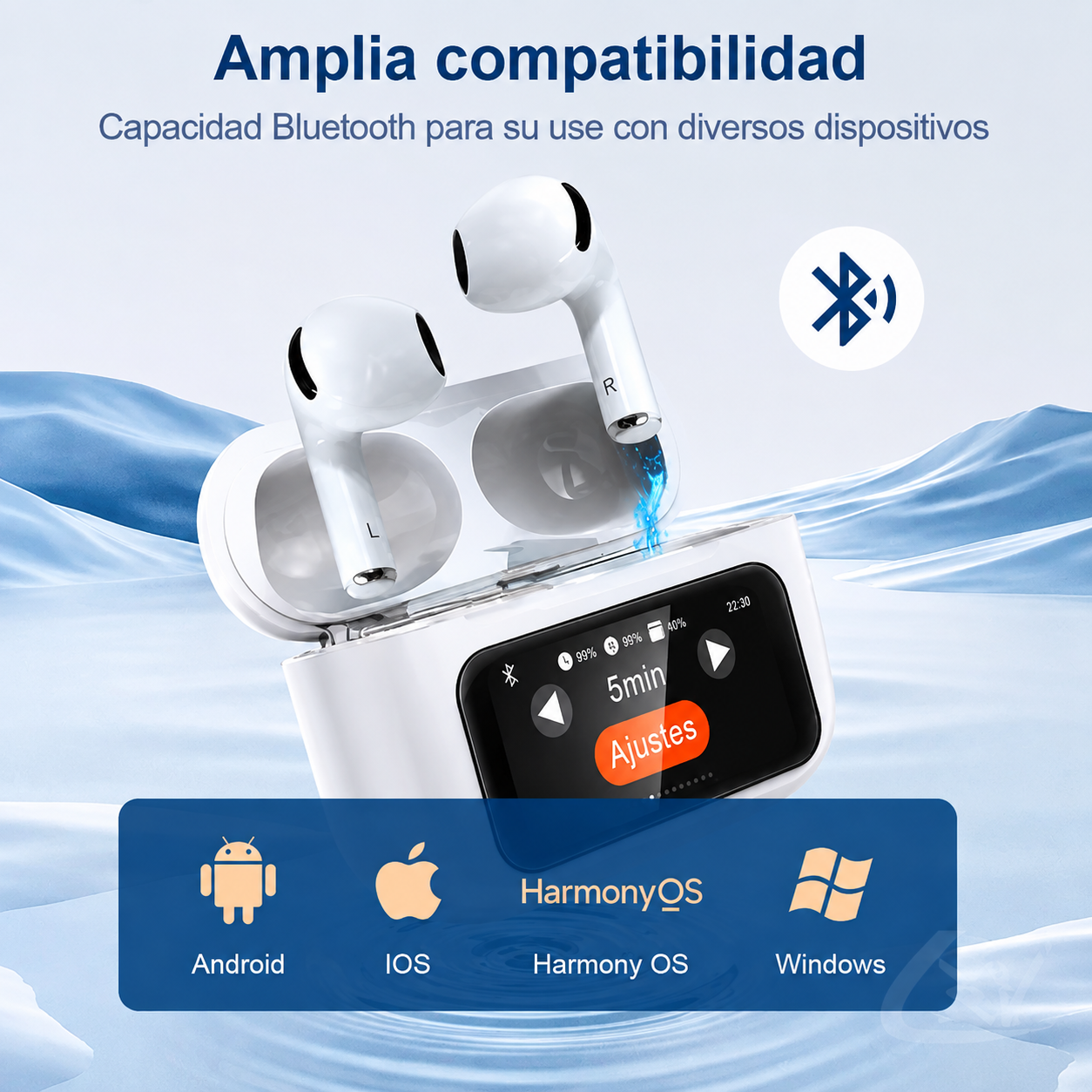 Audifonos Pro Bluetooth con Pantalla Táctil